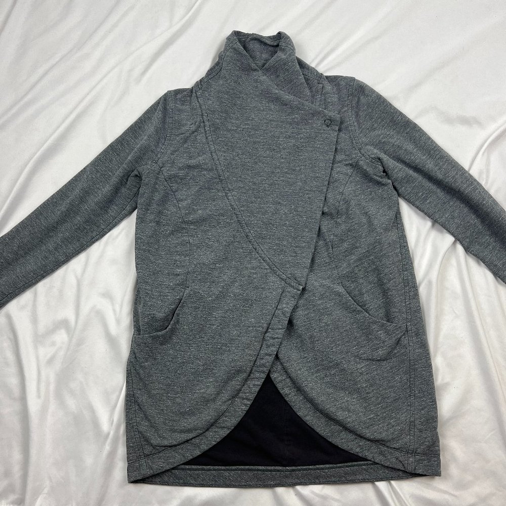 Lululemon That's A Wrap Sweater Jacket Heathered Grey Snow Slub Coal Size 6
